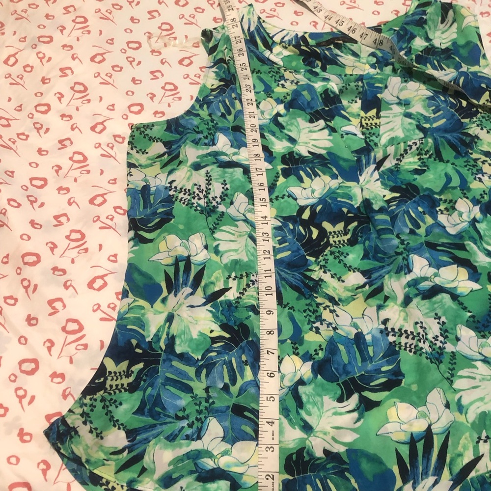 Rose & Olive Tropical Green and Blue Womens Sleeveless Blouse - Picture 10 of 11